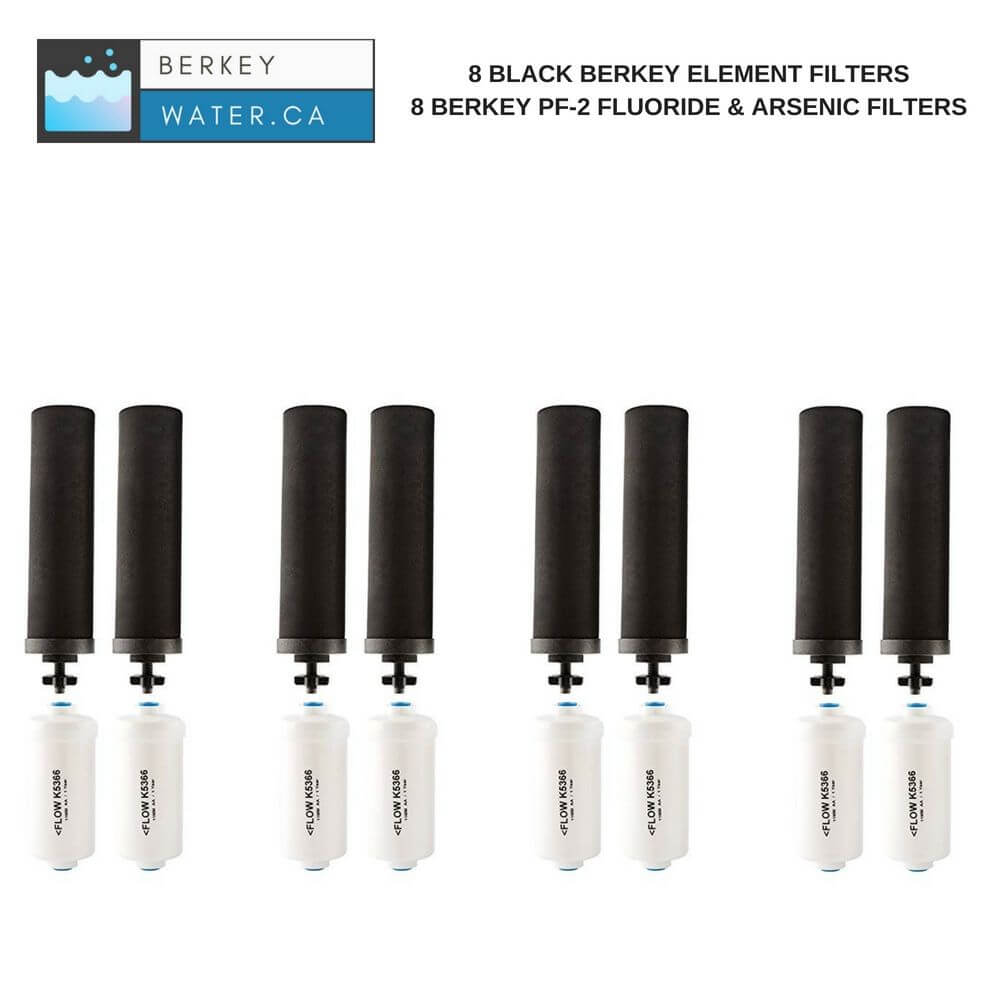 Black Berkey  PF-2 Fluoride Filters Combo Berkey Water Canada